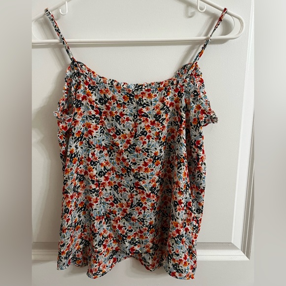 Loft Petite XXS Floral Ruffle Trim Tank Top - Picture 2 of 4